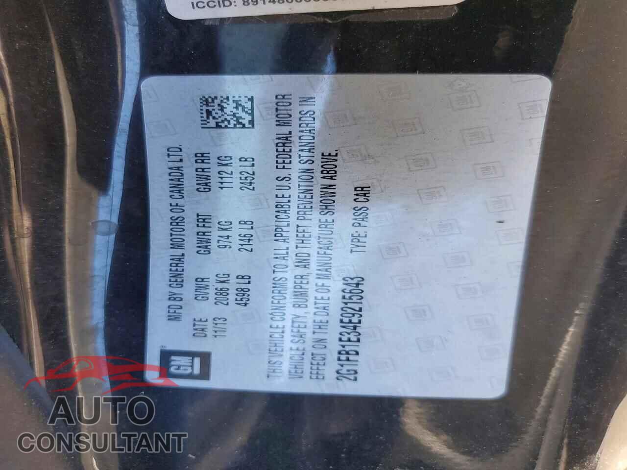 CHEVROLET CAMARO 2014 - 2G1FB1E34E9215643