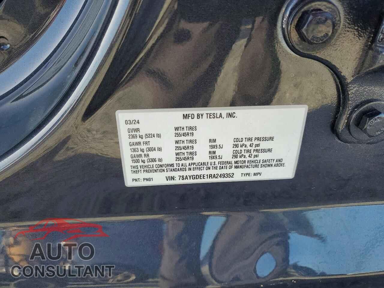TESLA MODEL Y 2024 - 7SAYGDEE1RA249352