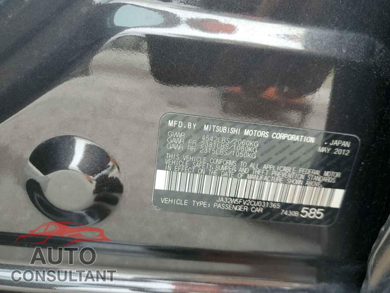 MITSUBISHI EVO 2012 - JA32W5FV2CU031365