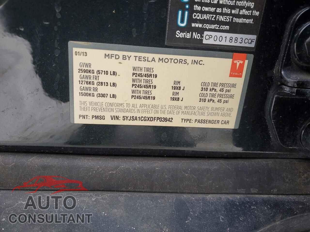 TESLA MODEL S 2013 - 5YJSA1CGXDFP03942