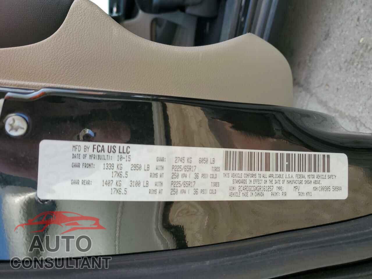 DODGE CARAVAN 2016 - 2C4RDGCGXGR161257