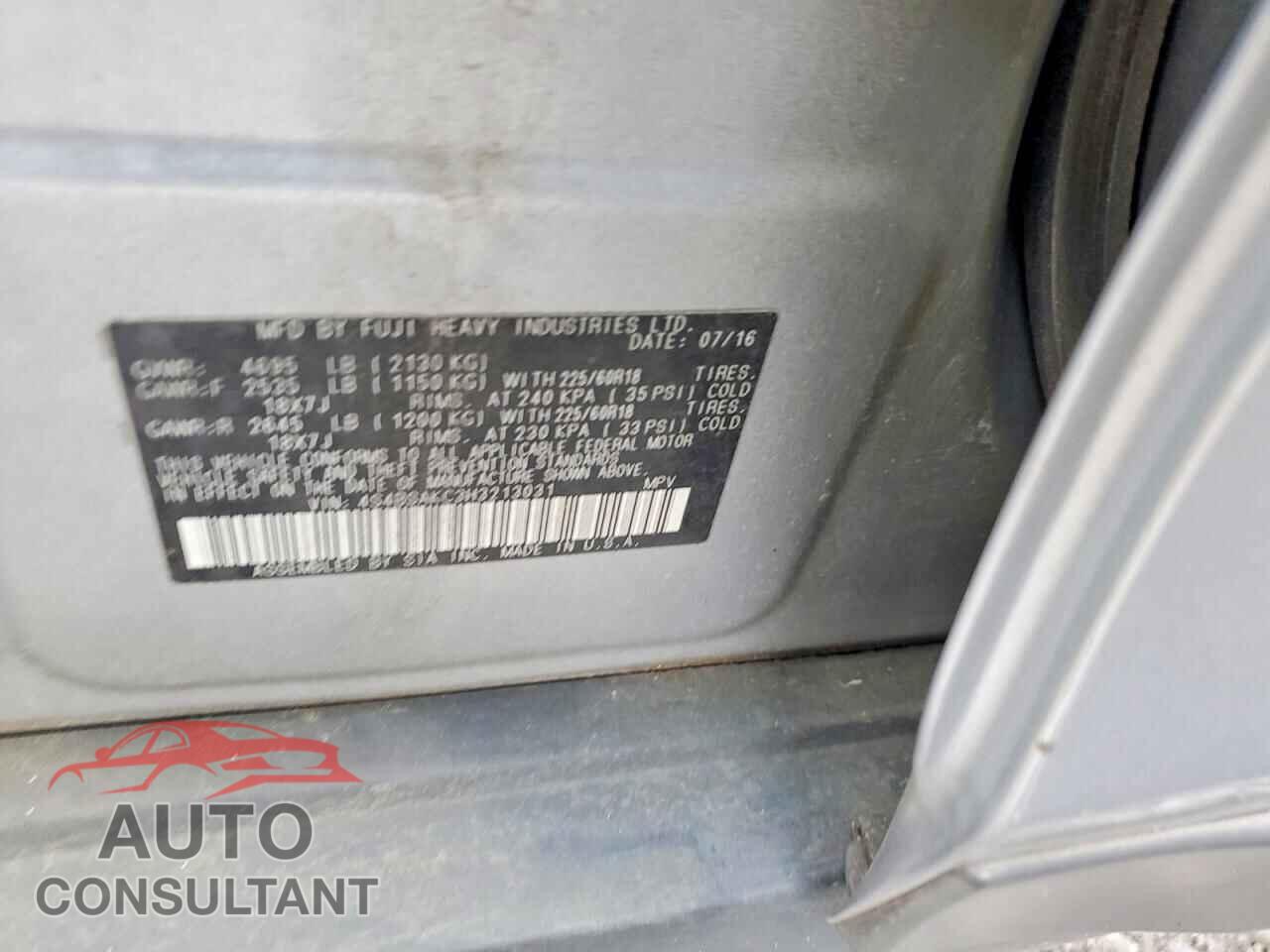 SUBARU OUTBACK 2017 - 4S4BSAKC3H3213031