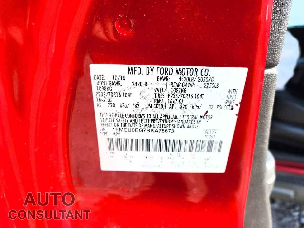 FORD ESCAPE 2011 - 1FMCU0EG7BKA78673