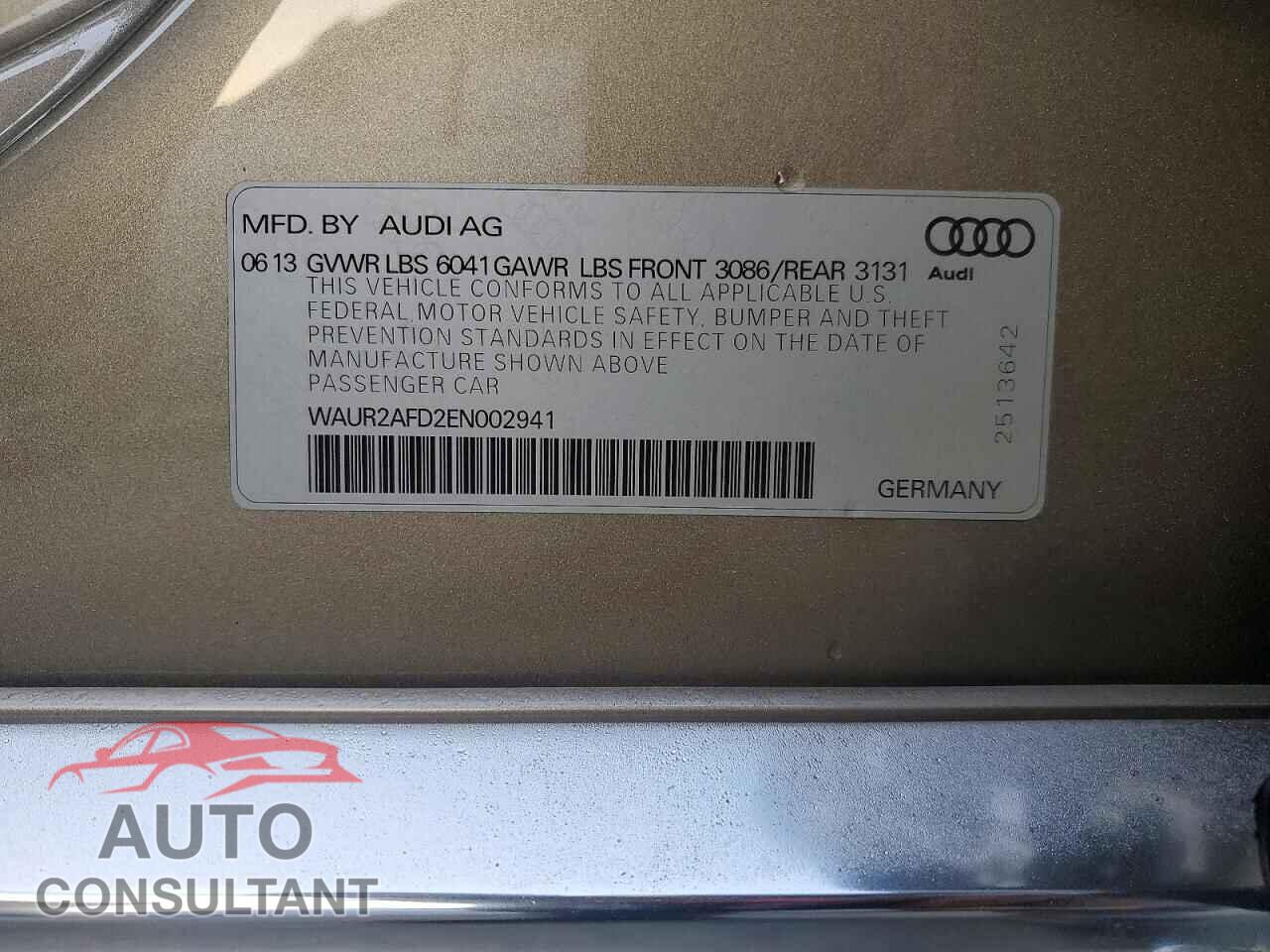 AUDI A8 2014 - WAUR2AFD2EN002941