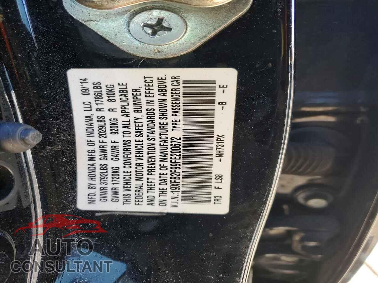 HONDA CIVIC 2015 - 19XFB2F99FE200672