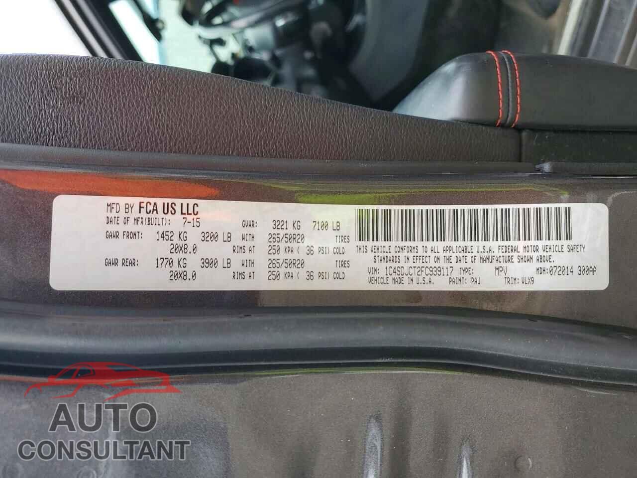 DODGE DURANGO 2015 - 1C4SDJCT2FC939117
