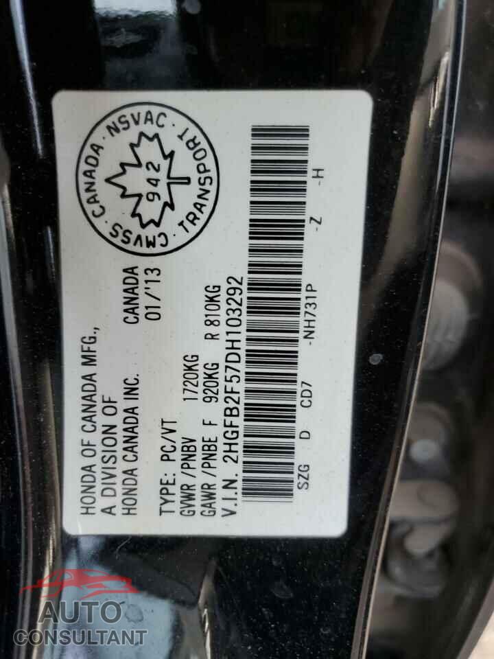 HONDA CIVIC 2013 - 2HGFB2F57DH103292