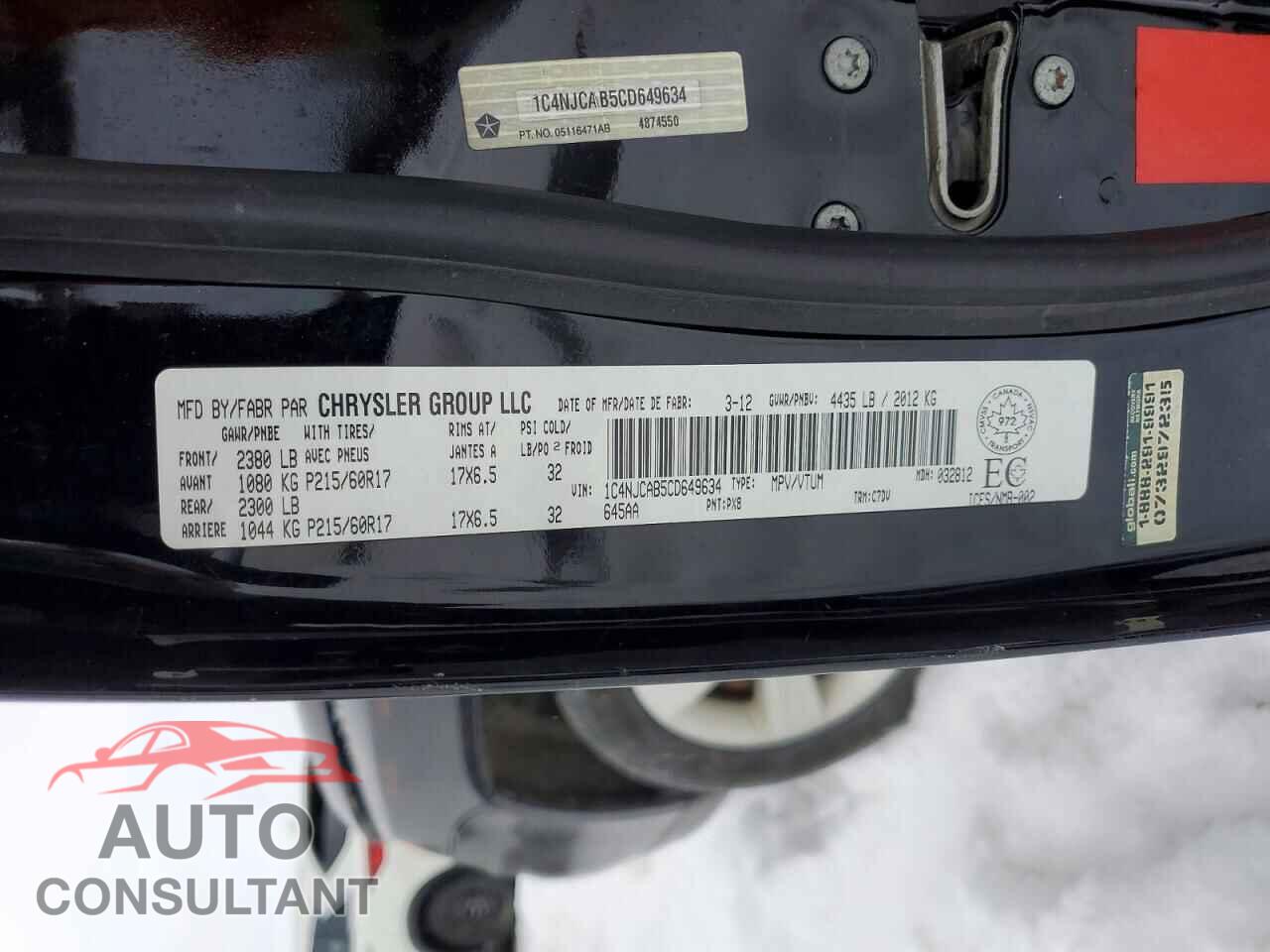 JEEP COMPASS 2012 - 1C4NJCAB5CD649634