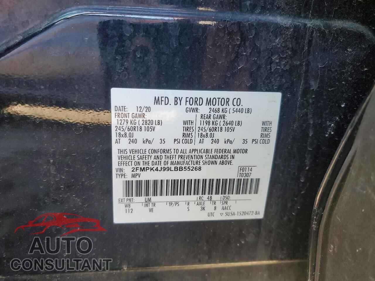 FORD EDGE 2020 - 2FMPK4J99LBB55268