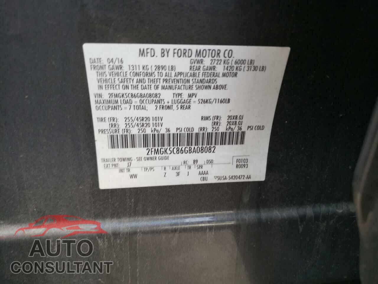 FORD FLEX 2016 - 2FMGK5C86GBA08082