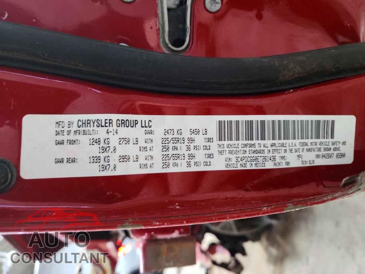 DODGE JOURNEY 2014 - 3C4PDCGG0ET261436