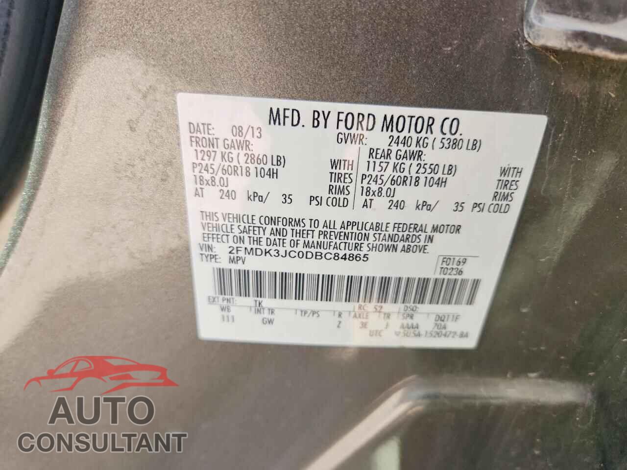FORD EDGE 2013 - 2FMDK3JC0DBC84865