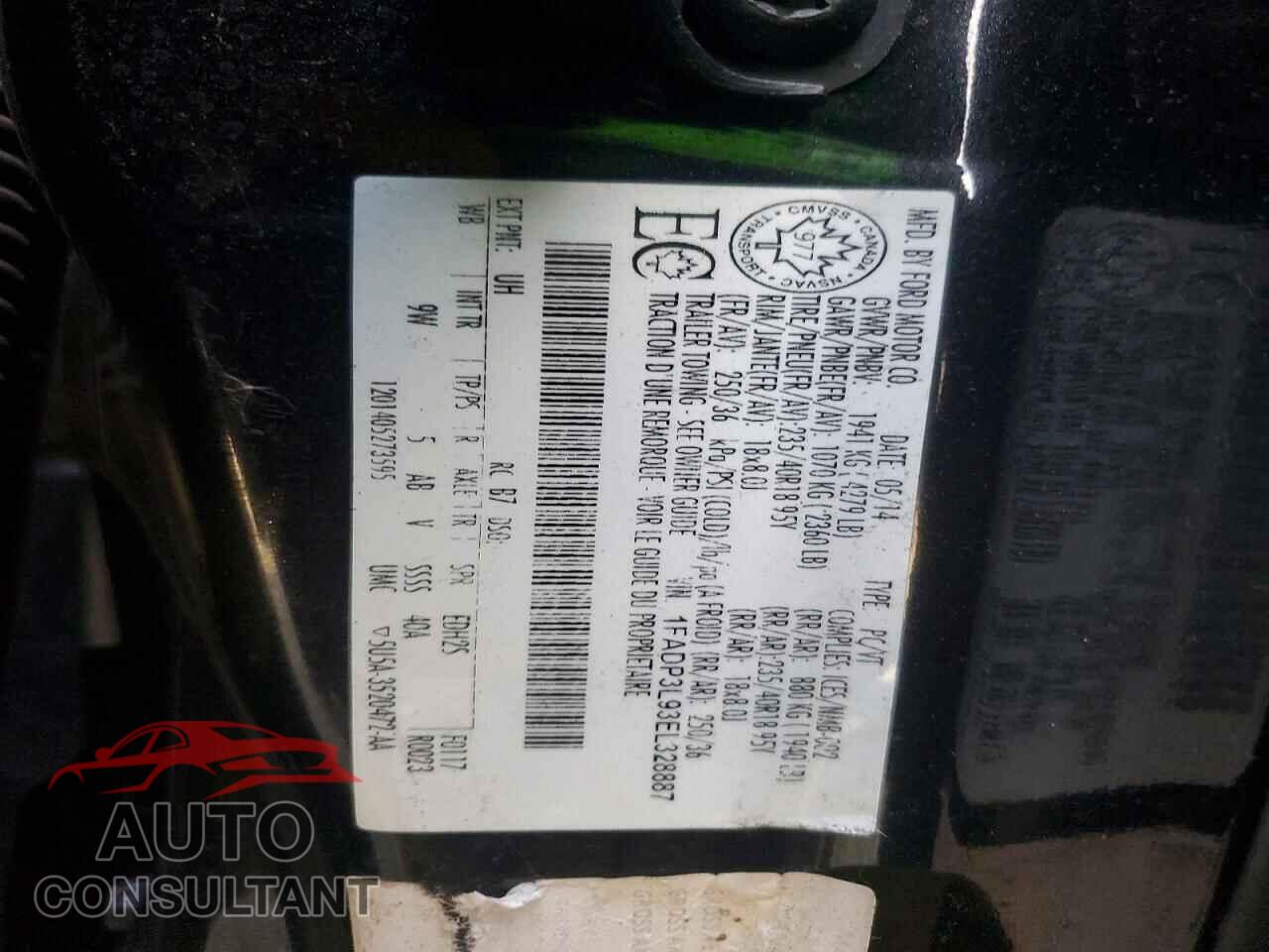 FORD FOCUS 2014 - 1FADP3L93EL328887