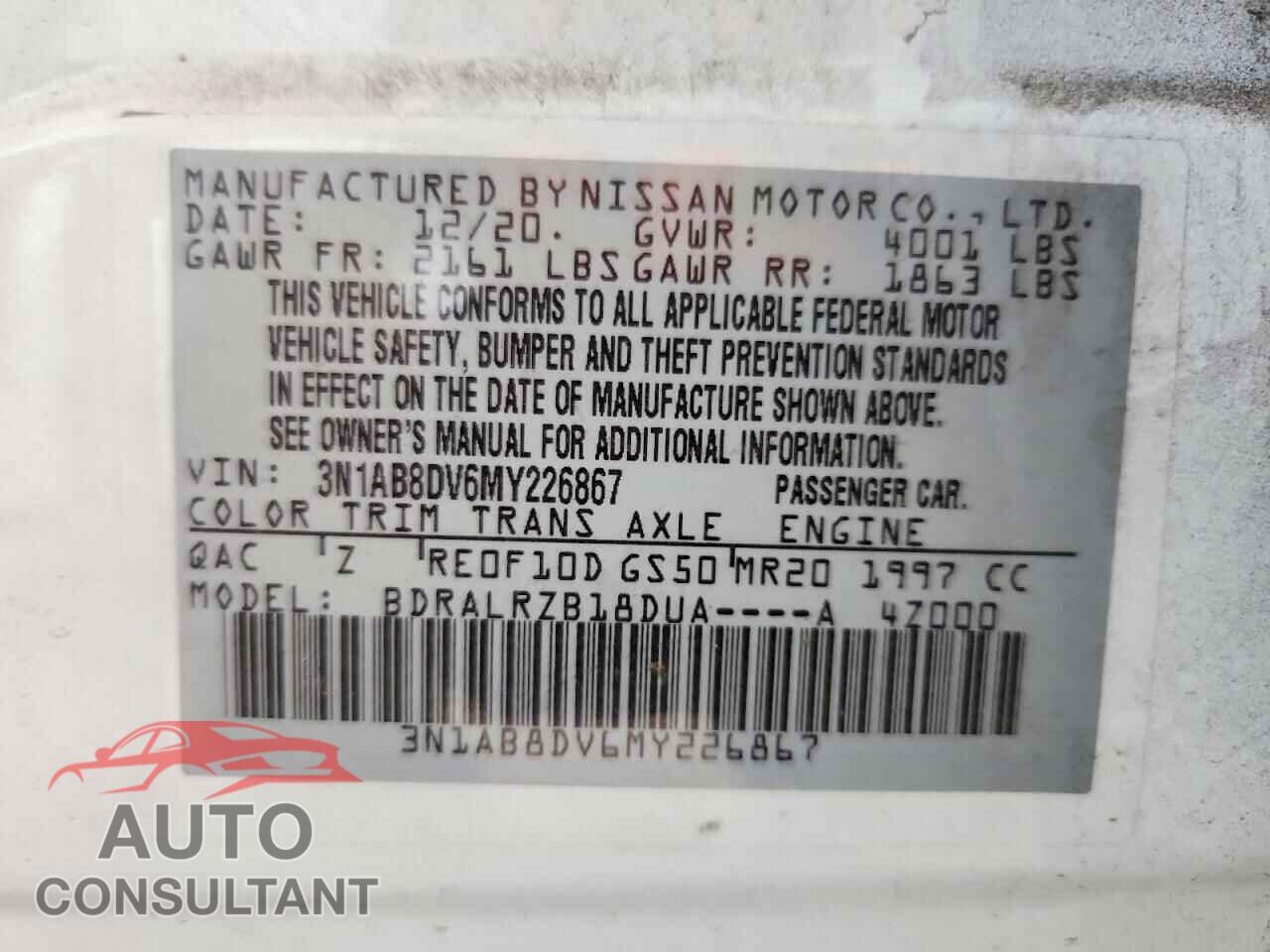 NISSAN SENTRA 2021 - 3N1AB8DV6MY226867