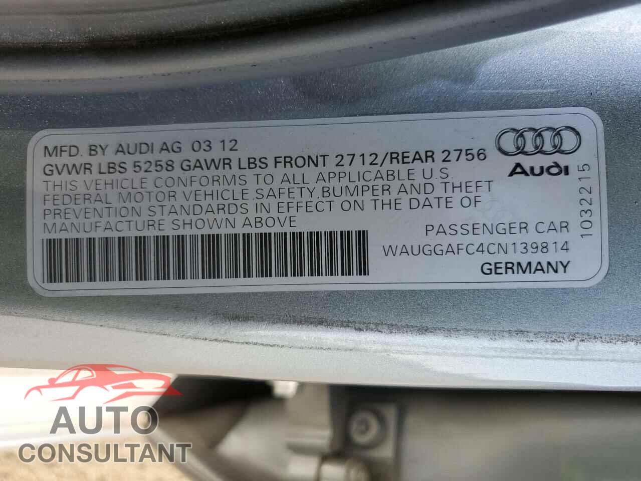 AUDI A6 2012 - WAUGGAFC4CN139814