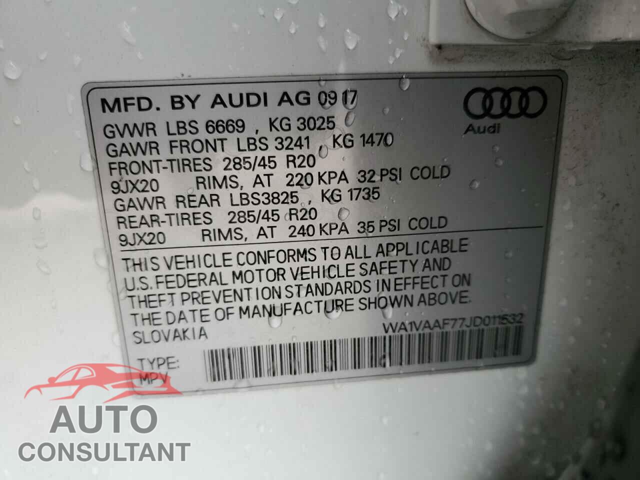 AUDI Q7 2018 - WA1VAAF77JD011532