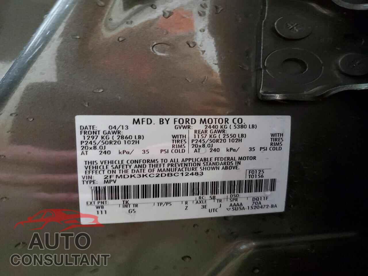 FORD EDGE 2013 - 2FMDK3KC2DBC12483