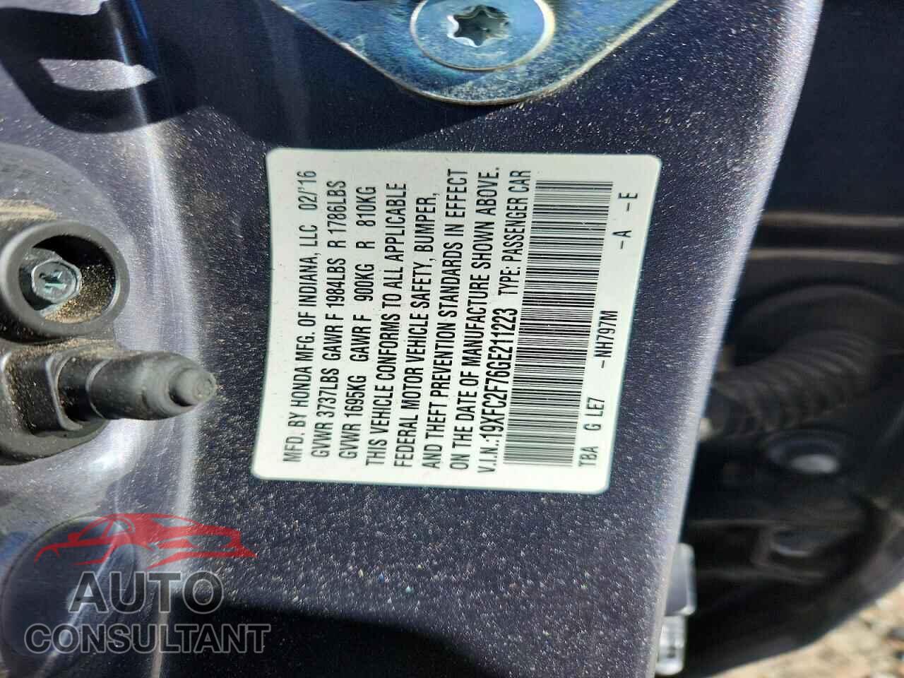 HONDA CIVIC 2016 - 19XFC2F76GE211223