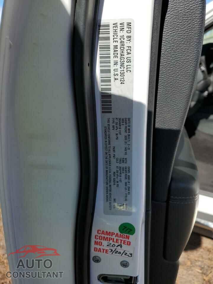 DODGE DURANGO 2022 - 1C4RDHAG3NC130124