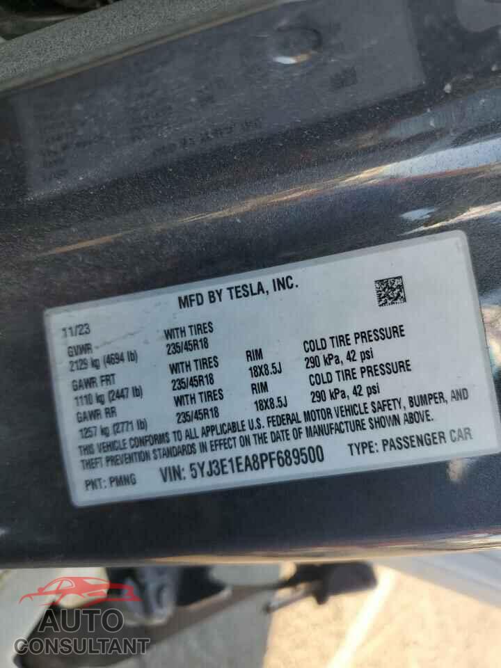 TESLA MODEL 3 2023 - 5YJ3E1EA8PF689500