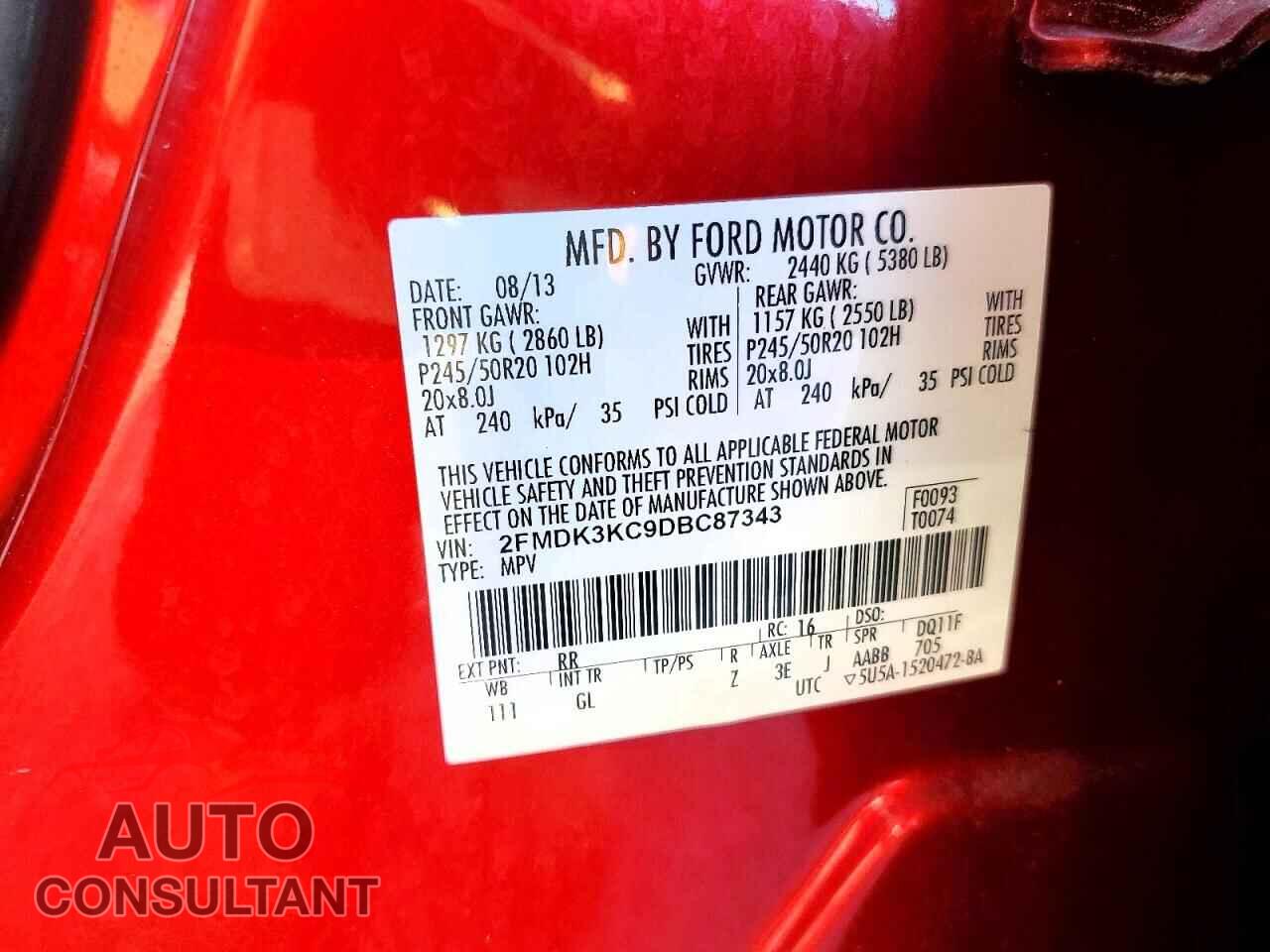 FORD EDGE 2013 - 2FMDK3KC9DBC87343