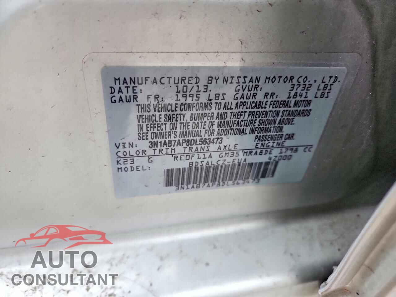 NISSAN SENTRA 2013 - 3N1AB7AP8DL563473