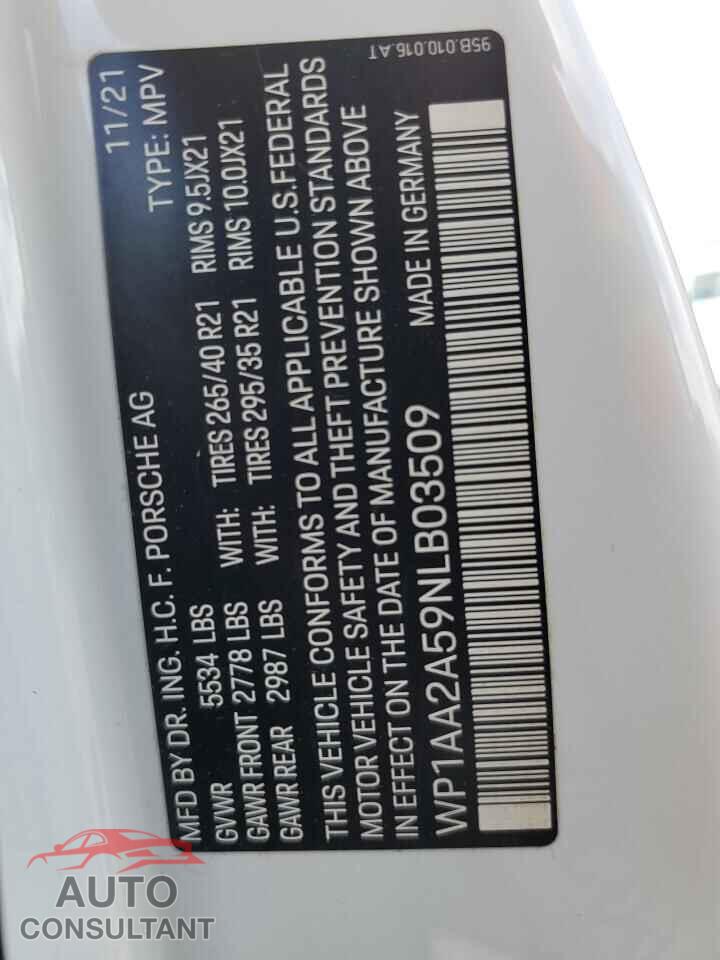 PORSCHE MACAN 2022 - WP1AA2A59NLB03509