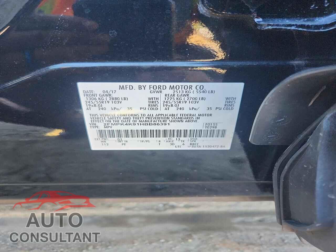 FORD EDGE 2017 - 2FMPK4K91HBB86391