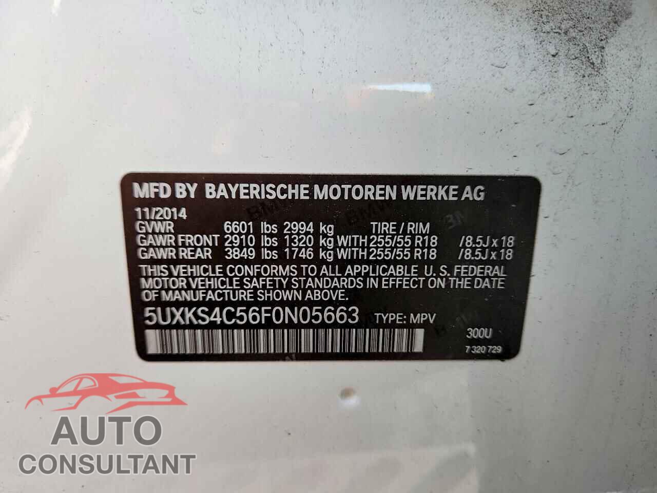 BMW X5 2015 - 5UXKS4C56F0N05663
