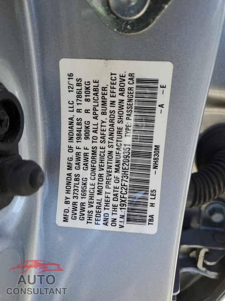 HONDA CIVIC 2017 - 19XFC2F73HE209351
