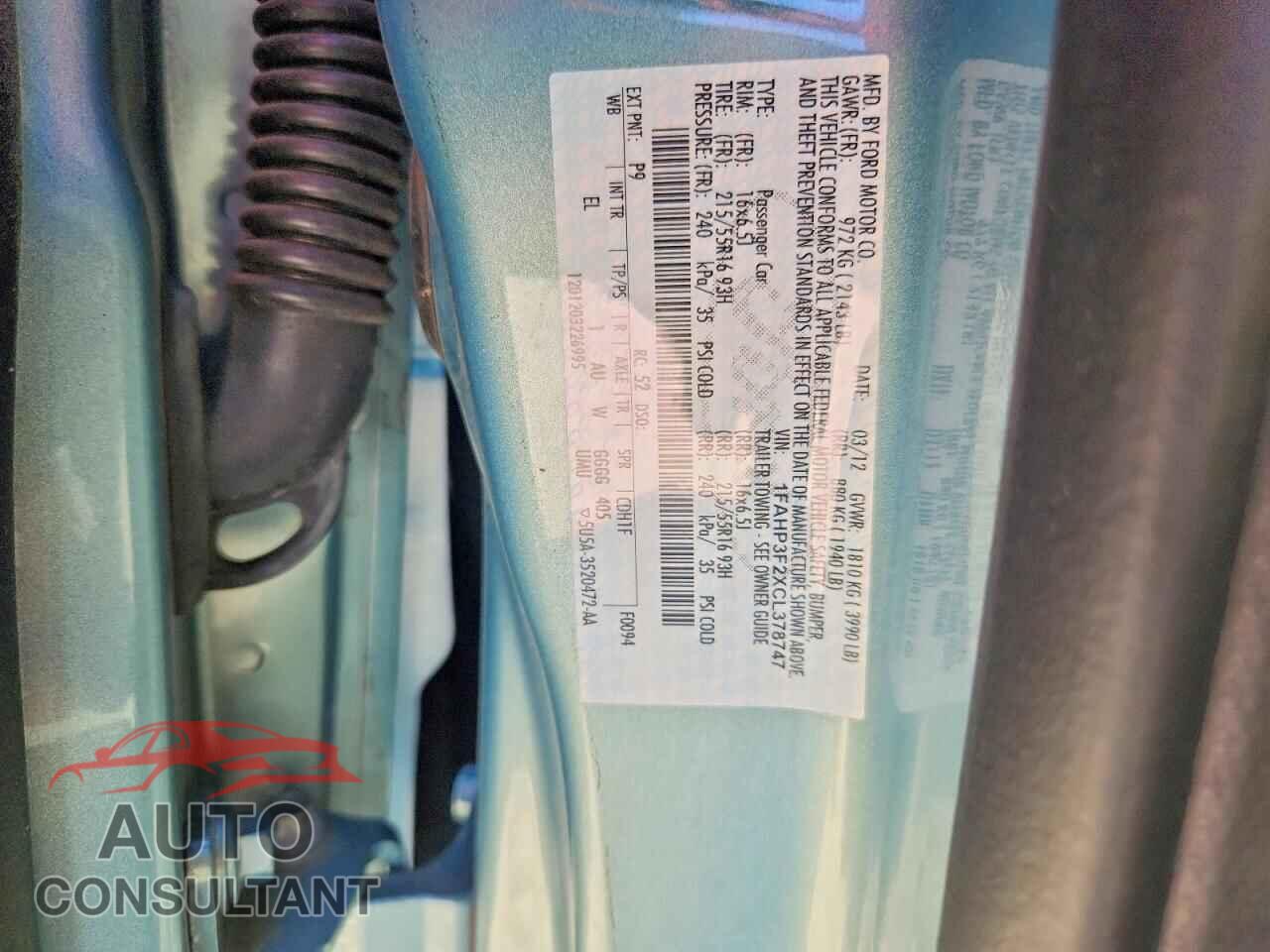 FORD FOCUS 2012 - 1FAHP3F2XCL378747