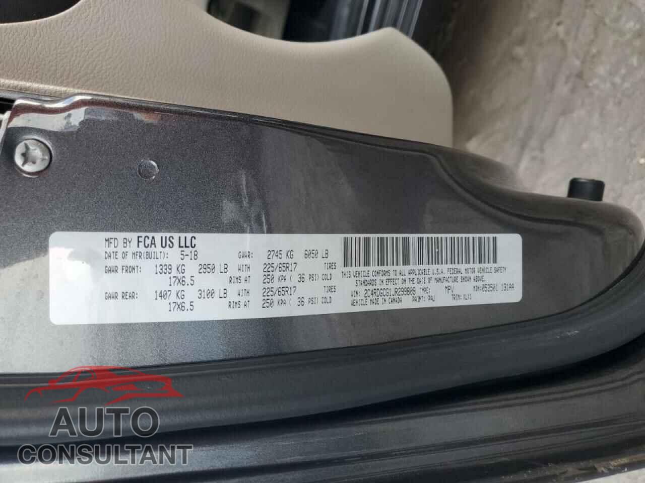DODGE CARAVAN 2018 - 2C4RDGCG1JR299809