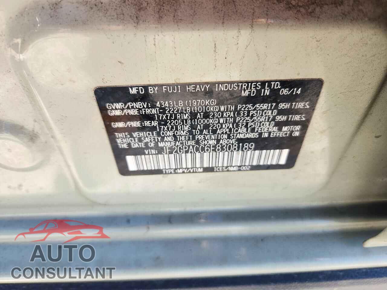 SUBARU XV 2014 - JF2GPACC6E8308189