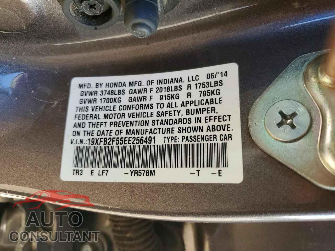 HONDA CIVIC 2014 - 19XFB2F55EE256491