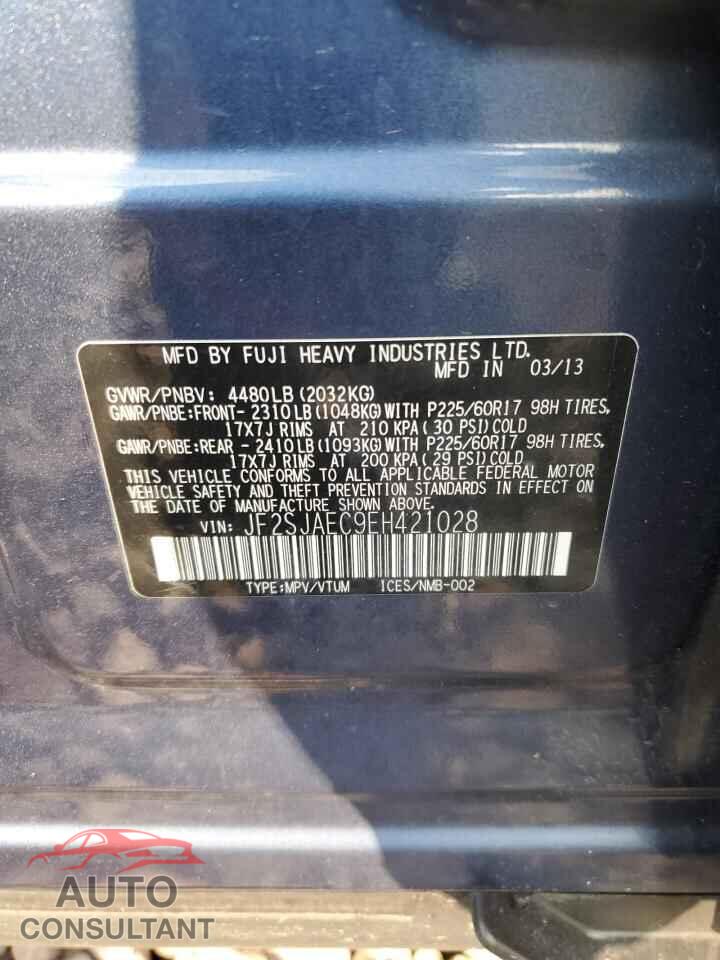SUBARU FORESTER 2014 - JF2SJAEC9EH421028
