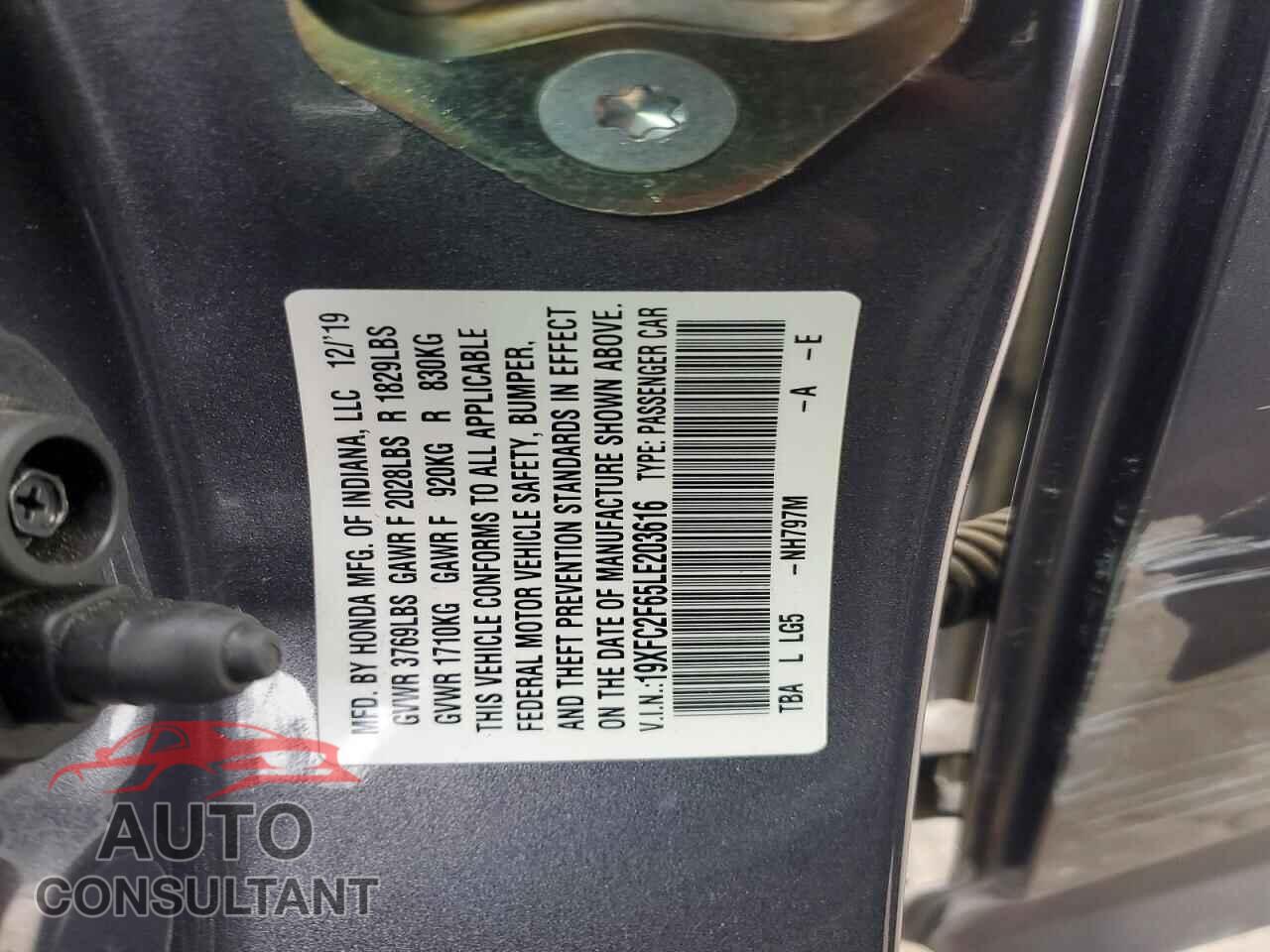 HONDA CIVIC 2020 - 19XFC2F65LE203616