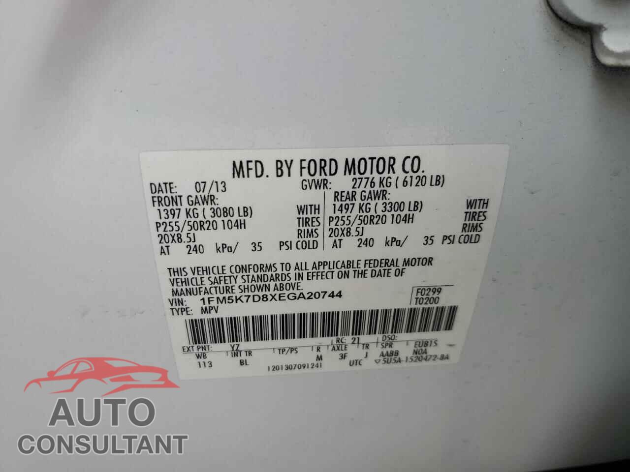 FORD EXPLORER 2014 - 1FM5K7D8XEGA20744