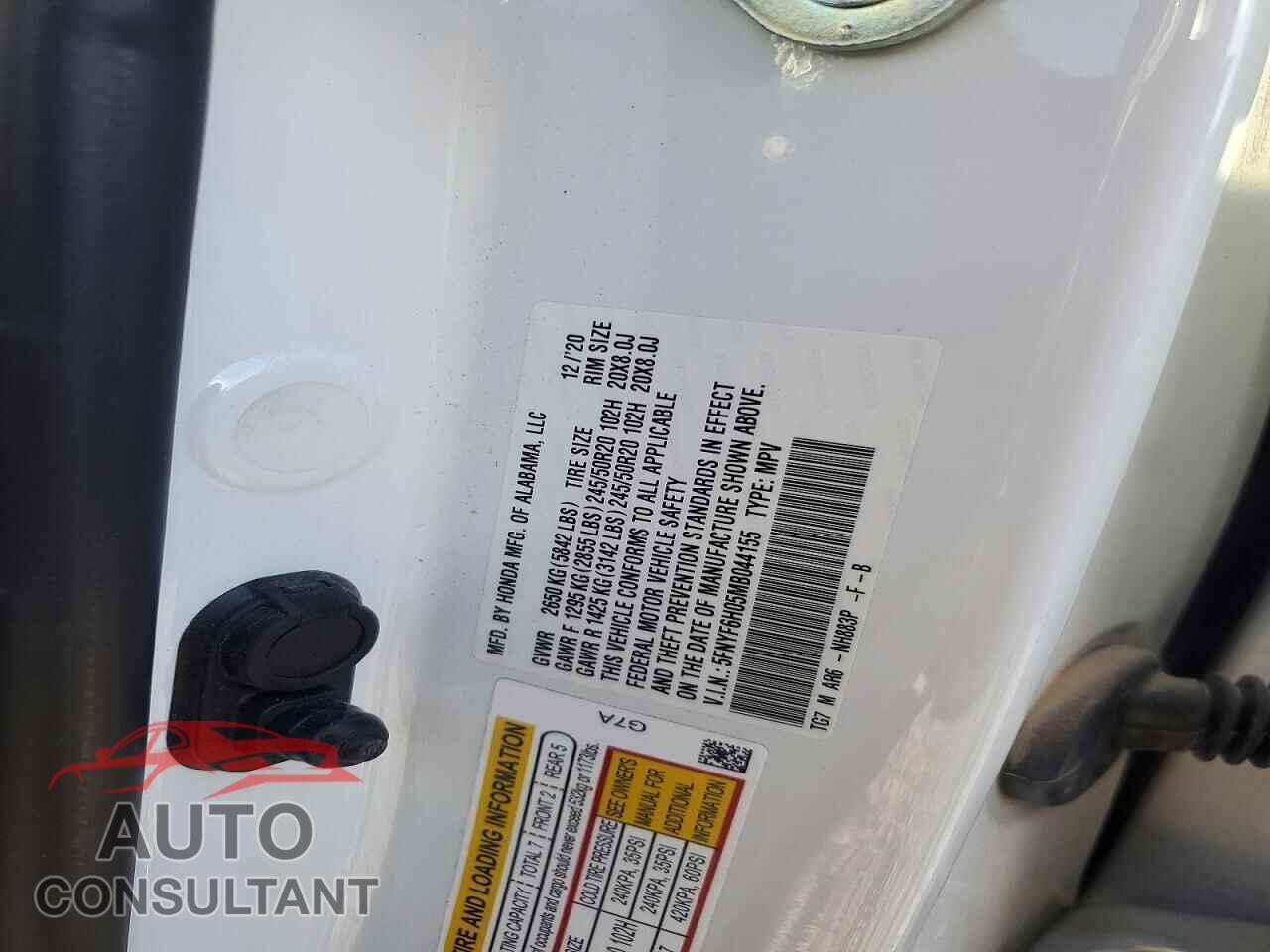 HONDA PILOT 2021 - 5FNYF6H05MB044155