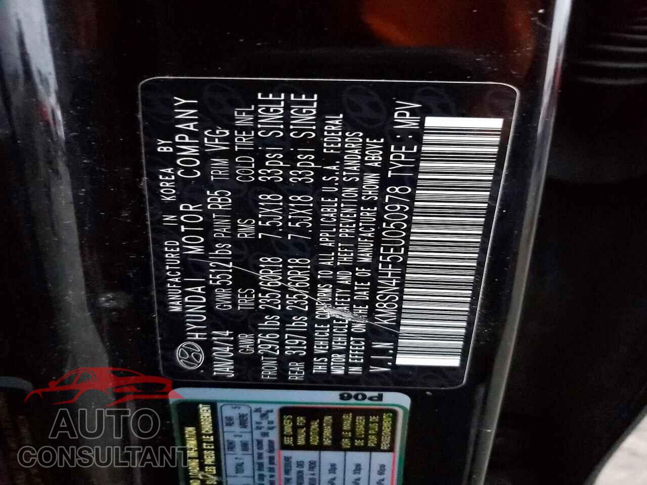 HYUNDAI SANTA FE 2014 - KM8SN4HF5EU050978