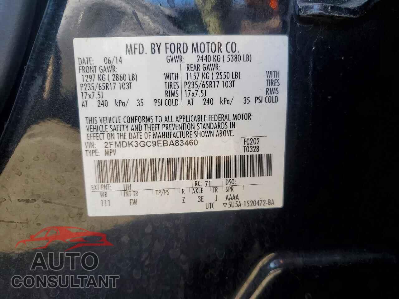 FORD EDGE 2014 - 2FMDK3GC9EBA83460