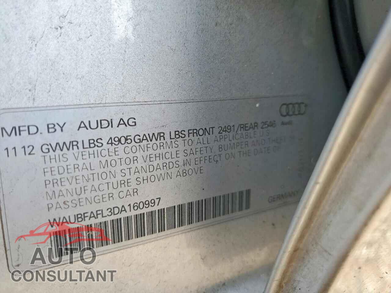 AUDI A4 2013 - WAUBFAFL3DA160997