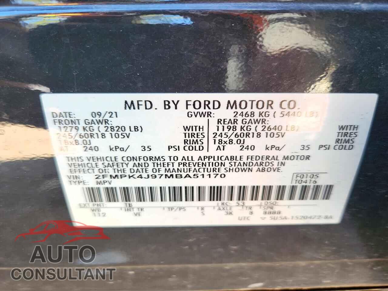 FORD EDGE 2021 - 2FMPK4J97MBA51170