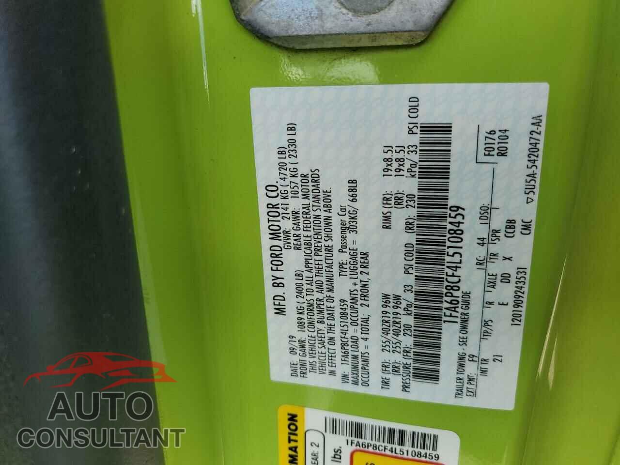 FORD MUSTANG 2020 - 1FA6P8CF4L5108459