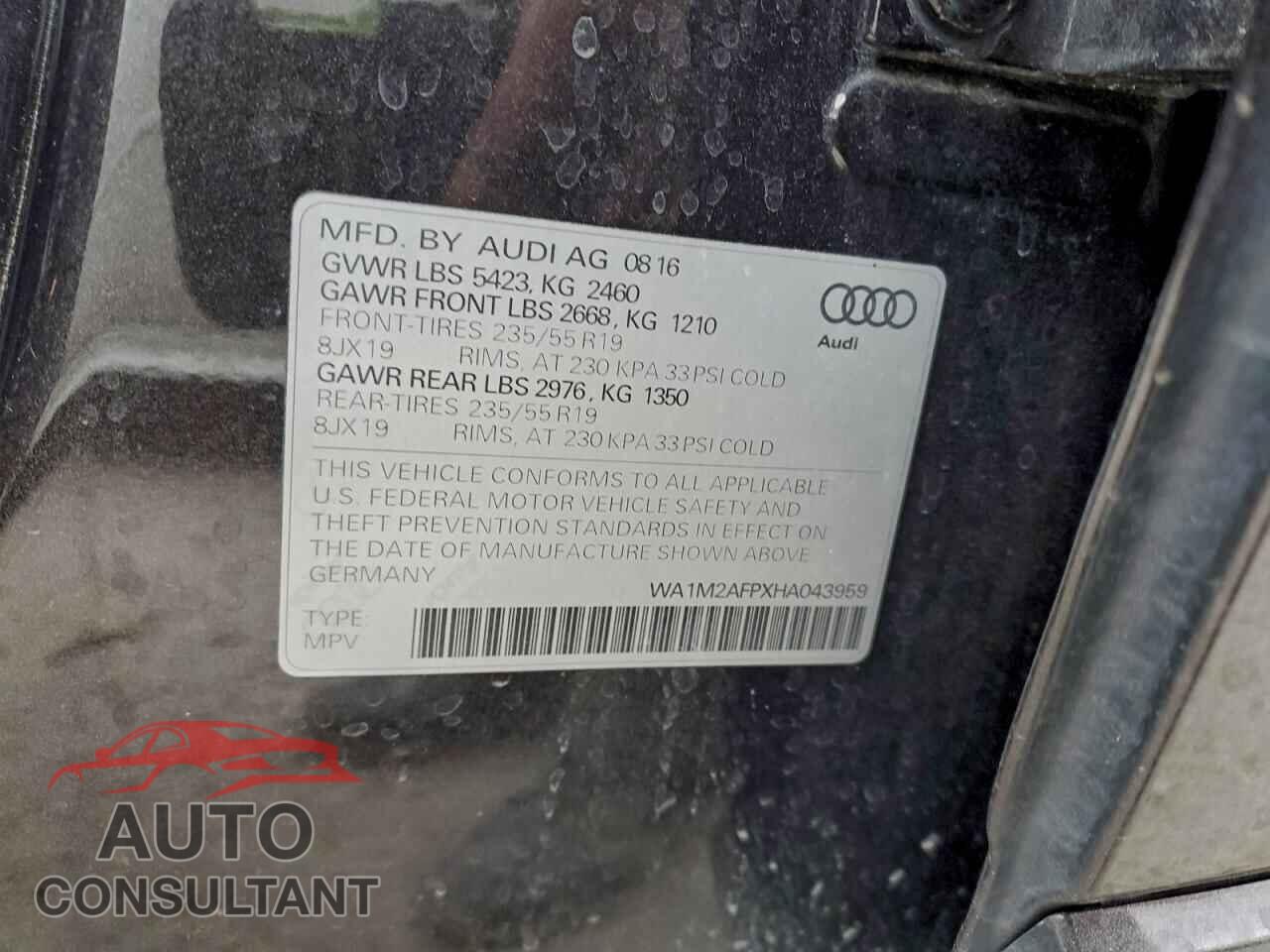 AUDI Q5 2017 - WA1M2AFPXHA043959