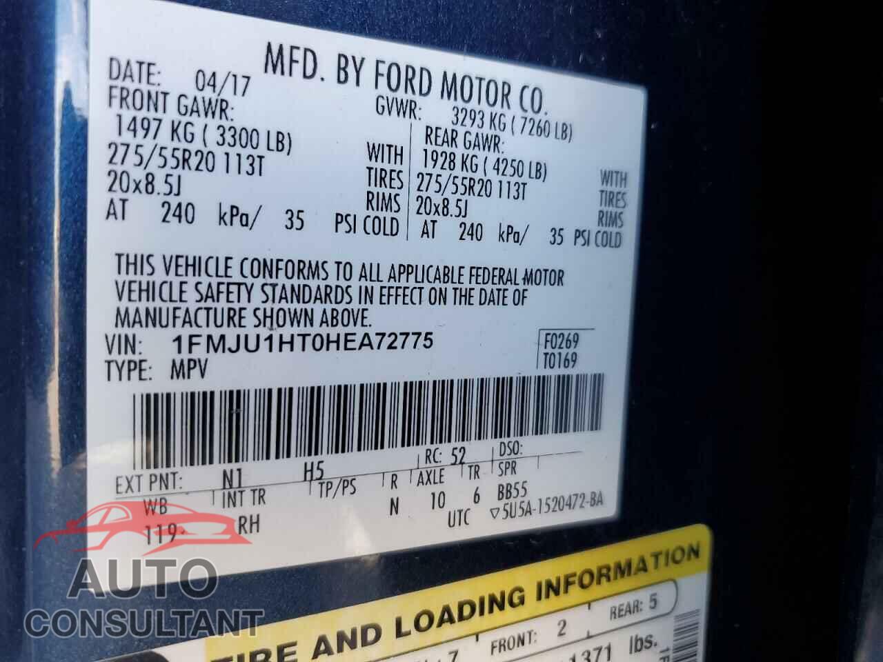 FORD EXPEDITION 2017 - 1FMJU1HT0HEA72775