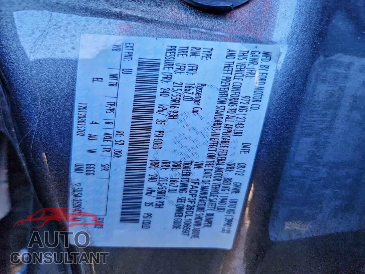 FORD FOCUS 2013 - 1FADP3F26DL106597
