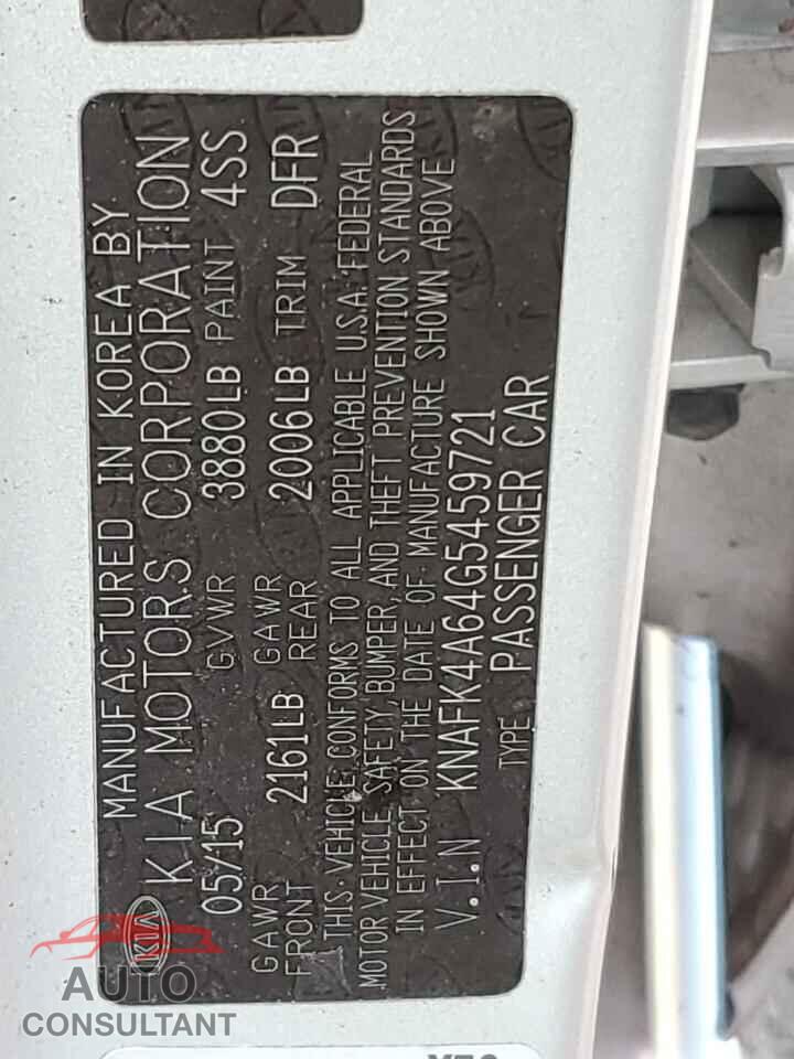 KIA FORTE 2016 - KNAFK4A64G5459721