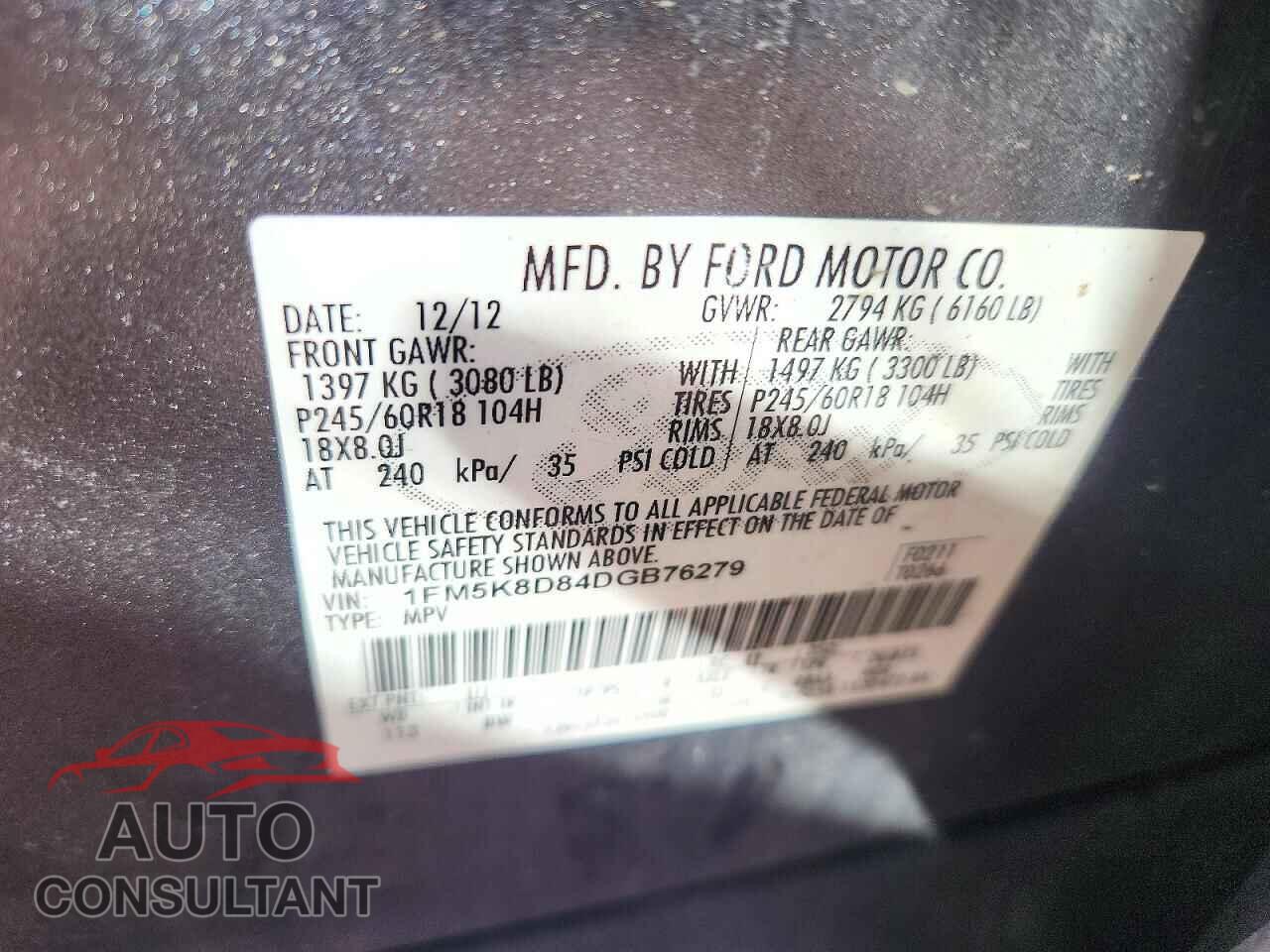 FORD EXPLORER 2013 - 1FM5K8D84DGB76279