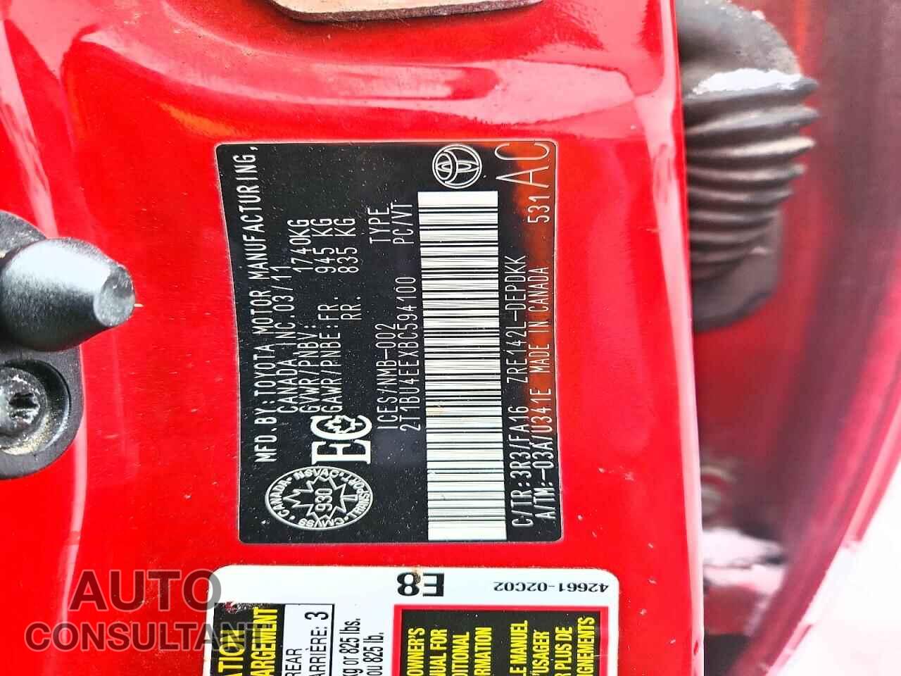 TOYOTA COROLLA 2011 - 2T1BU4EEXBC594100