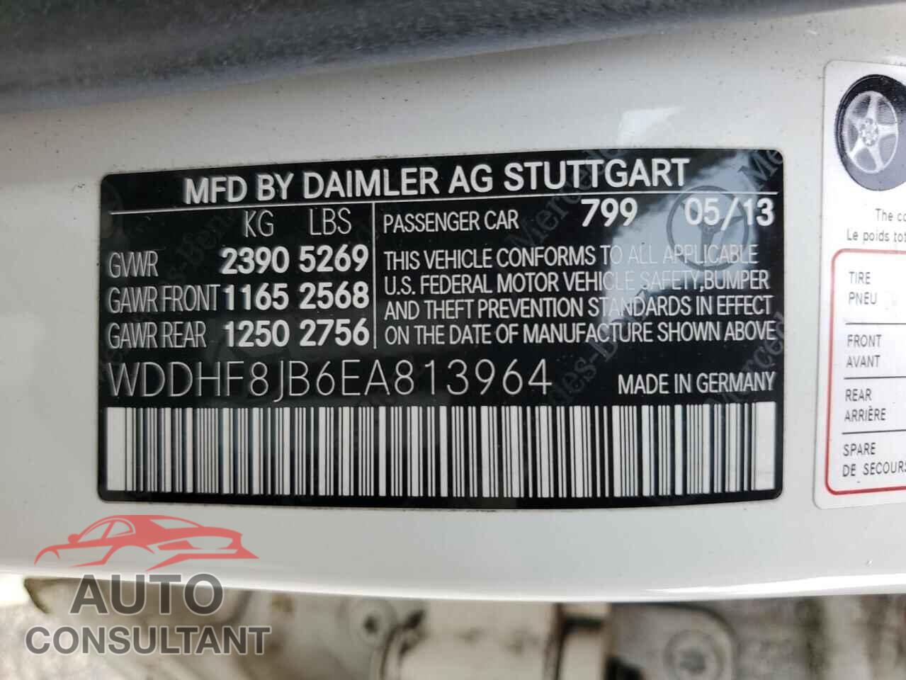 MERCEDES-BENZ E-CLASS 2014 - WDDHF8JB6EA813964